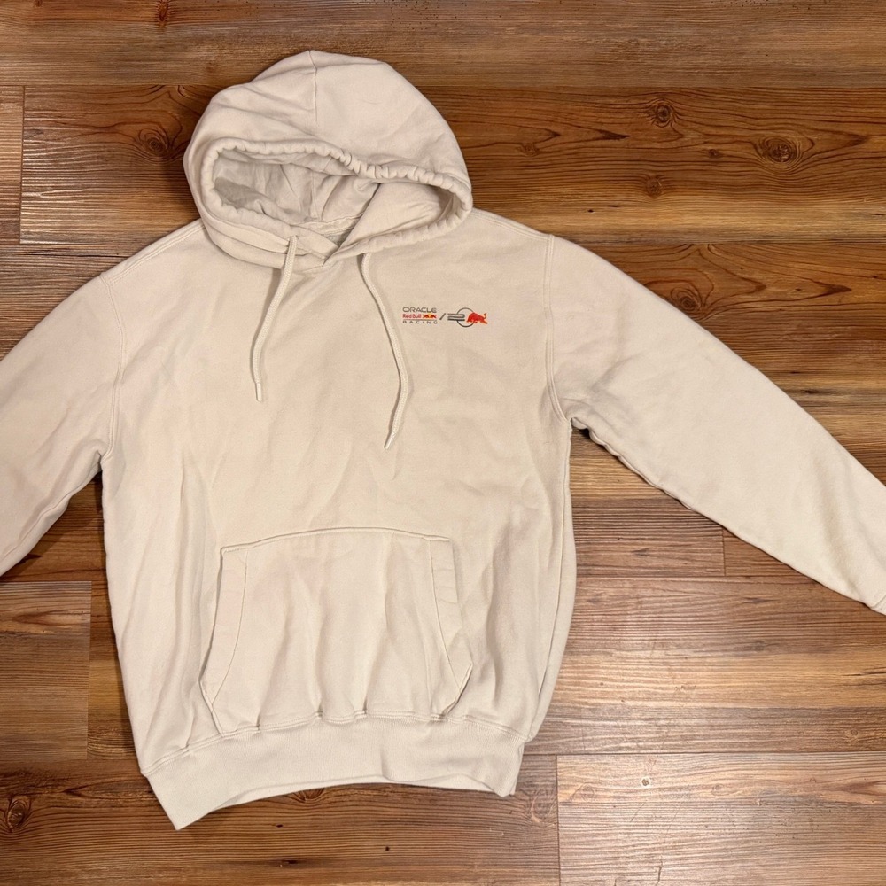 Hollister Oracle Red Bull Racing Monaco F1 Hoodie Cream Mens Small Graphic Sweat
